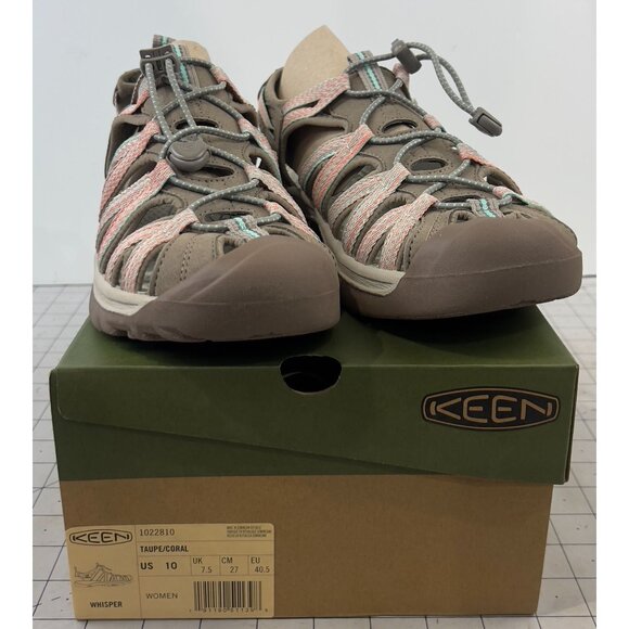 Women's KEEN Whisper Water Hiking Sandals Sz. 10 Taupe/Coral New - Picture 1 of 9
